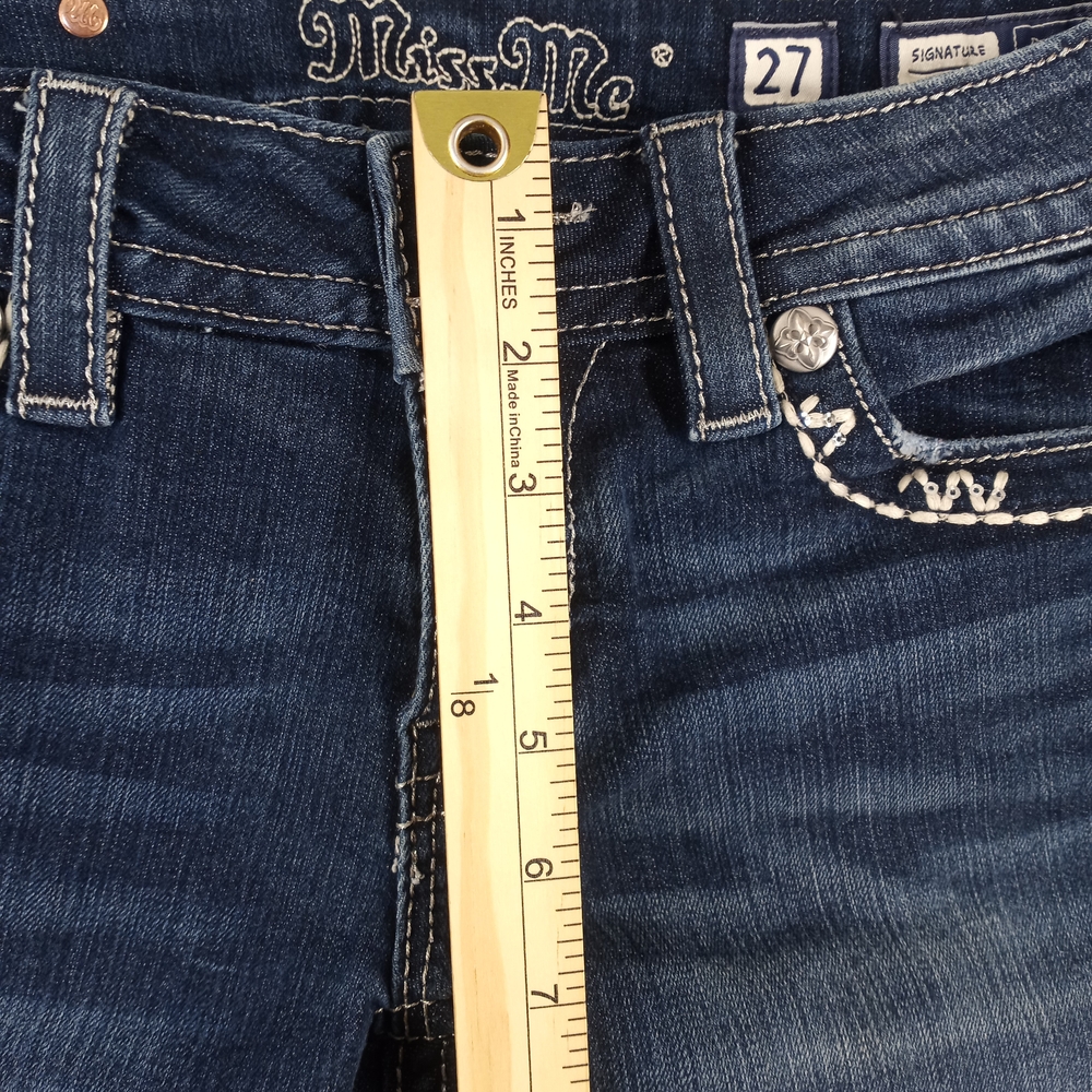 Miss Me Dark Blue Denim Women’s Shorts Size 27 - Picture 15 of 16